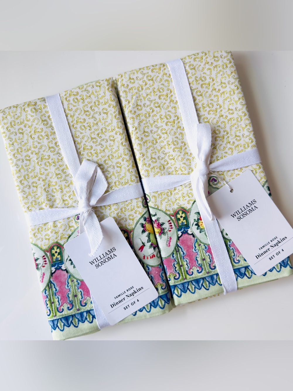 Williams Sonoma Famille Rose 100% Cotton Napkins Set of 8, 20” sq NWT Retail $99